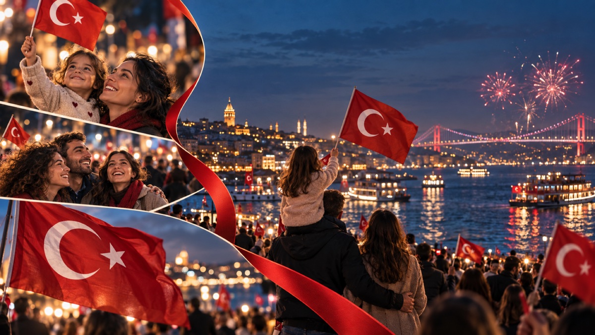 Sample Republic Day collage with Turkish flags and celebration photos