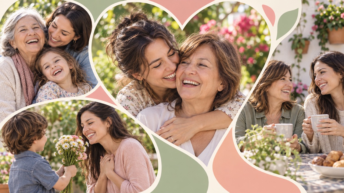 Sample Mother's Day collage with portraits of mothers and family