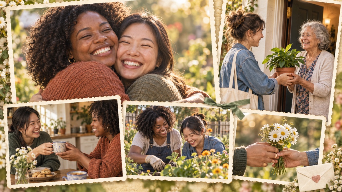 Sample photo collage of small acts of kindness and friendship
