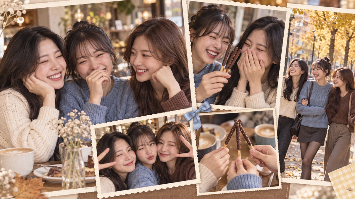 Sample friendship collage with café and walking photos